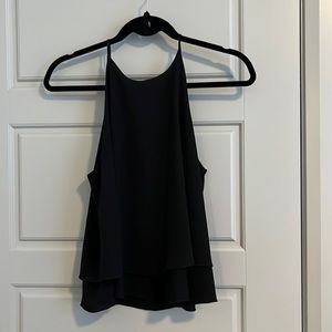 Black flowy tank with high neck line
